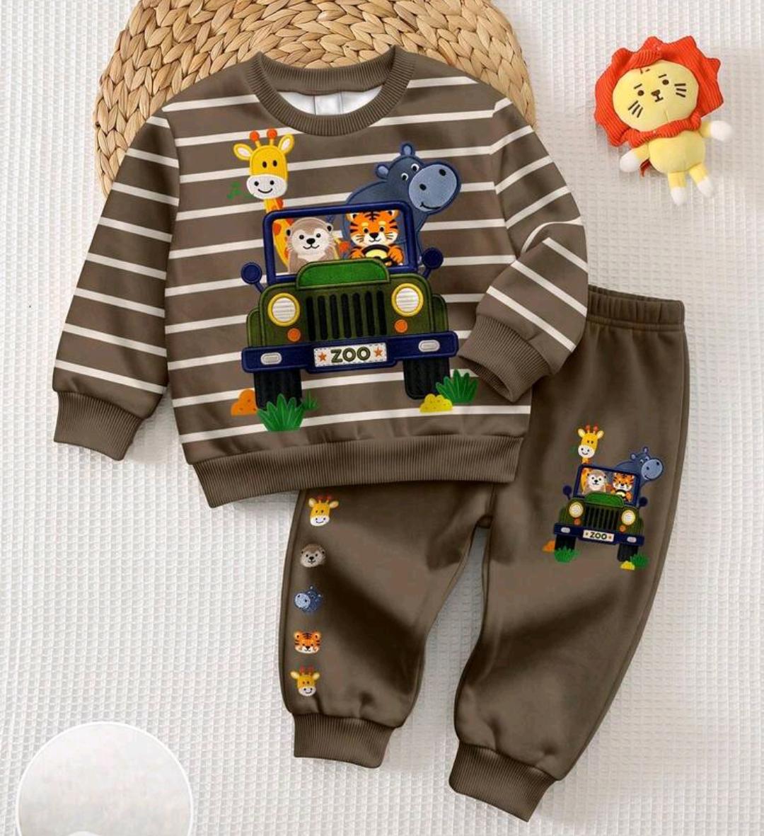 Embroidered Shirt & Printed Trouser Set for Babies & Toddlers