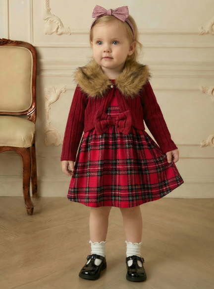 Baby girl 2-piece plaid dress set