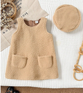 Baby Girl Teddy Fleece Pinafore Dress & Beret Set