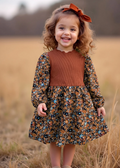 Girls Autumn Floral Smocked Bodice Dress