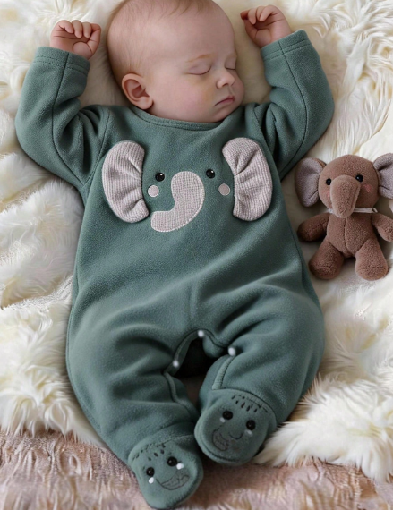 Baby Elephant Fleece Sleepsuit Romper