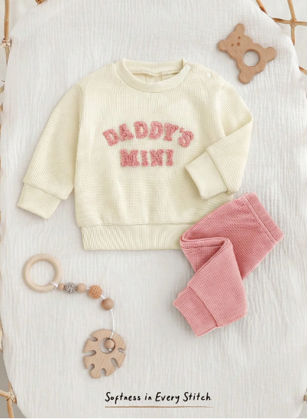 Baby "Daddy's Mini" Sweatshirt & Corduroy Pants Set
