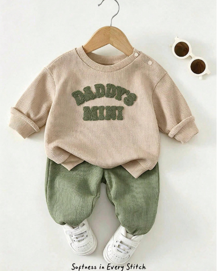 Baby "Daddy's Mini" Sweatshirt & Corduroy Pants Set