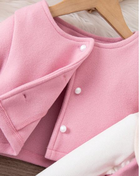 Baby Girl Pink Jacket & Bow Dress Set