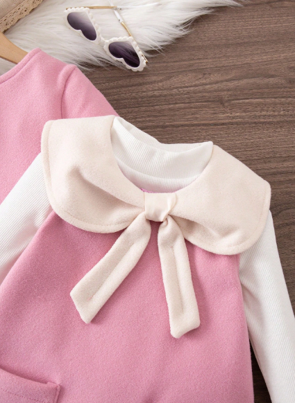 Baby Girl Pink Jacket & Bow Dress Set