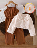 Baby Girl Jumpsuit with Fur Jacket | 3–24 Months
