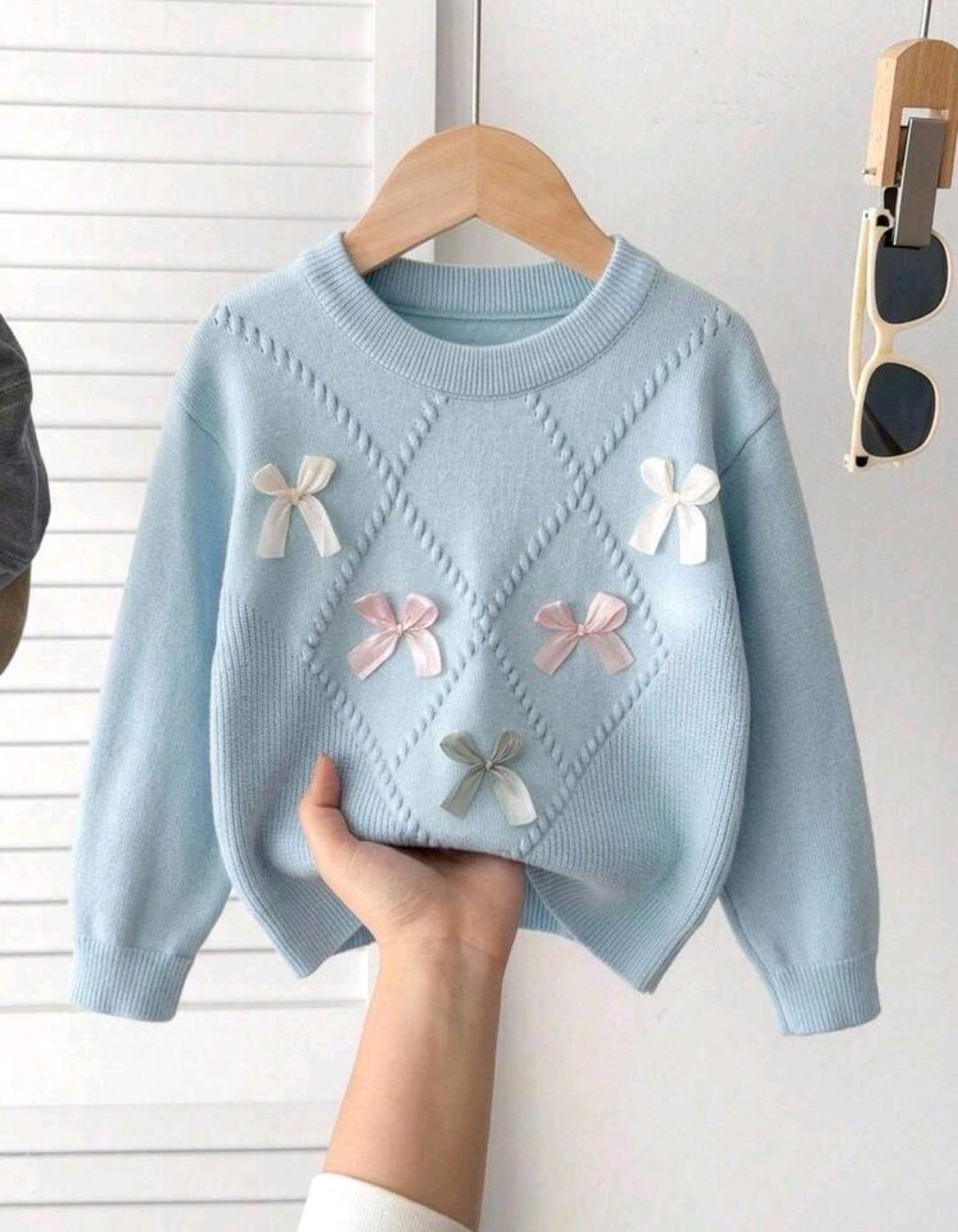 Girls Bows argyle Sweater | Ages 4–7