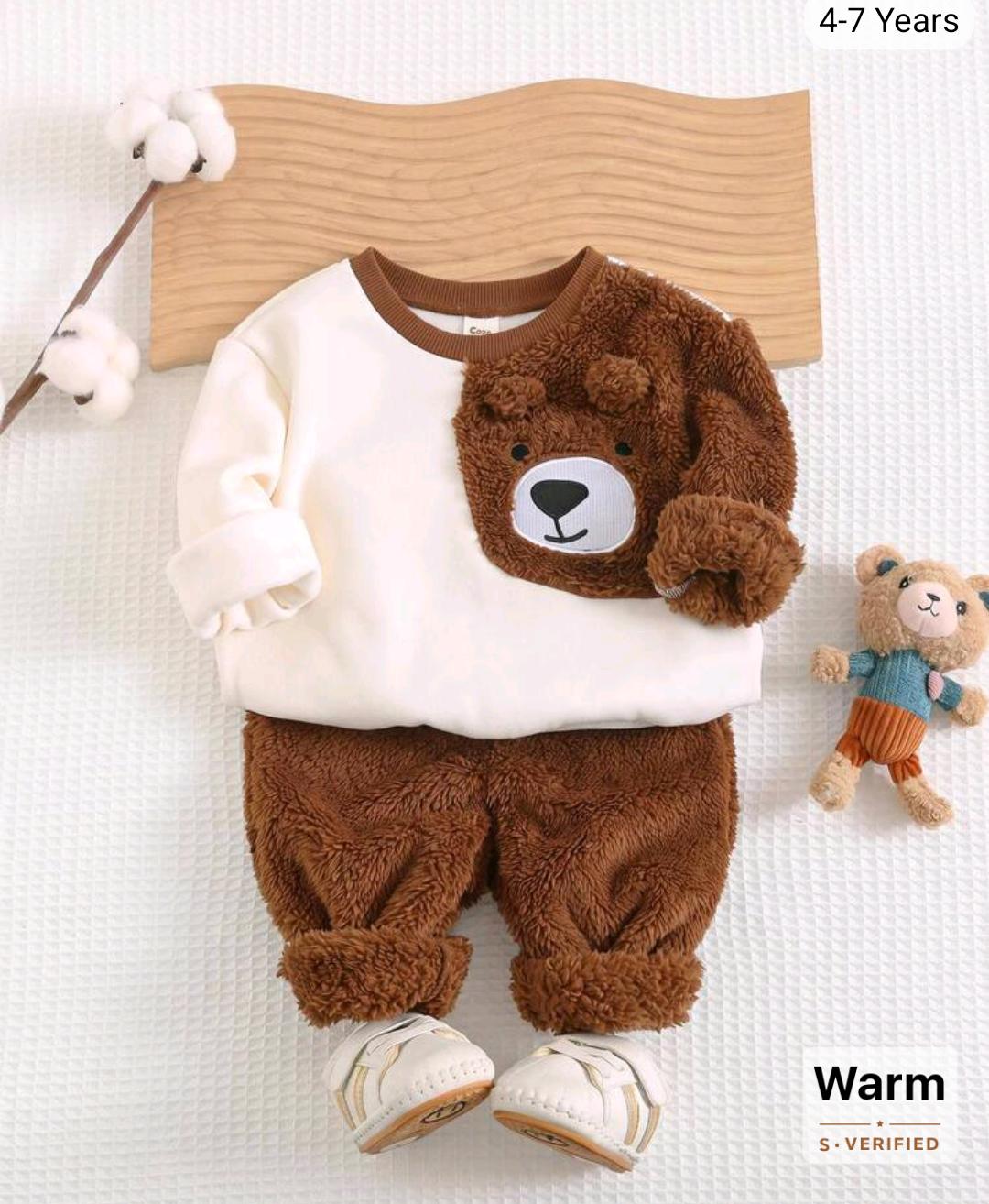 Baby Teddy Bear Fleece Sweatshirt Set