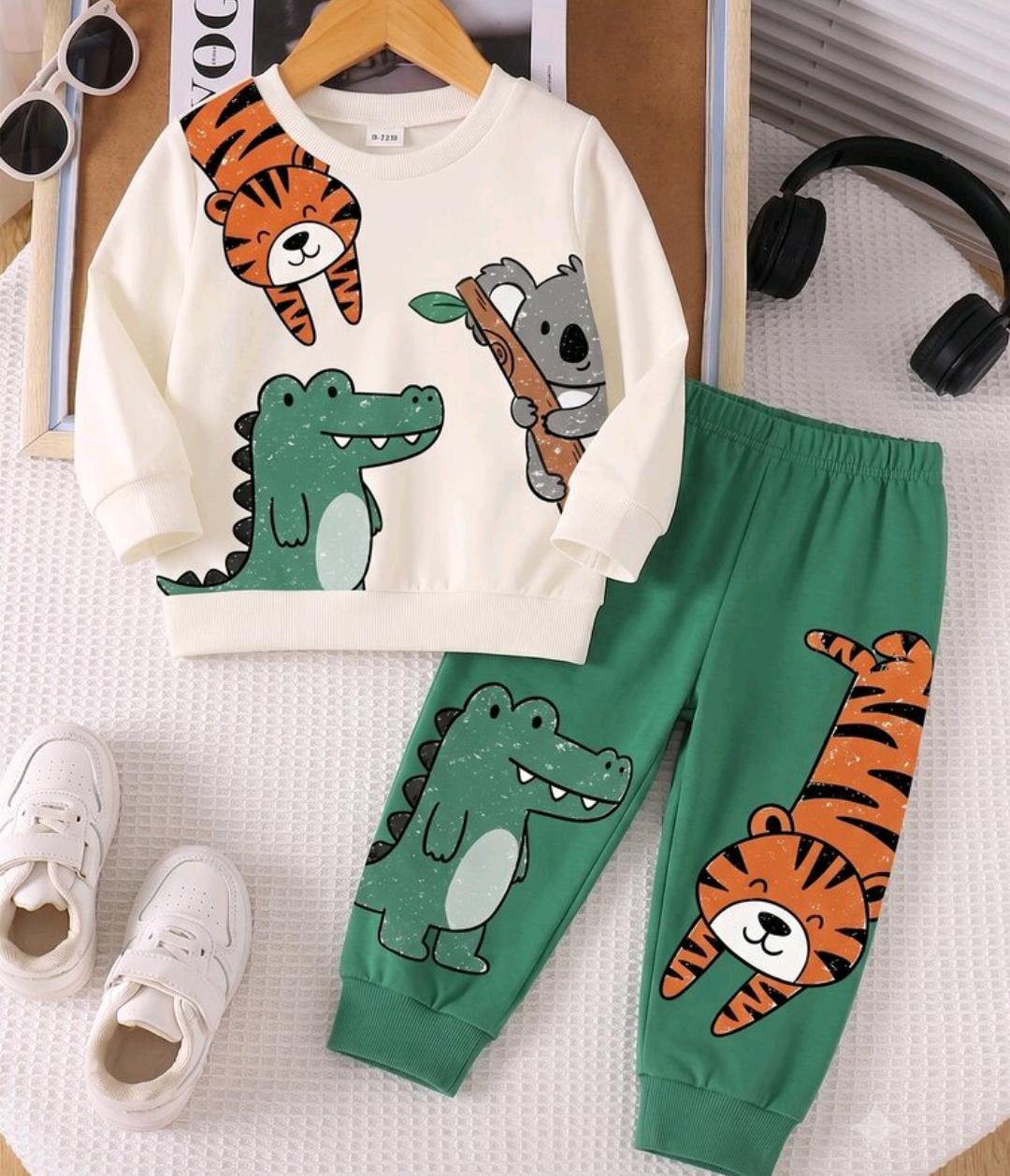 Kids Cartoon Animal Print Sweatshirt | Ages 4–7