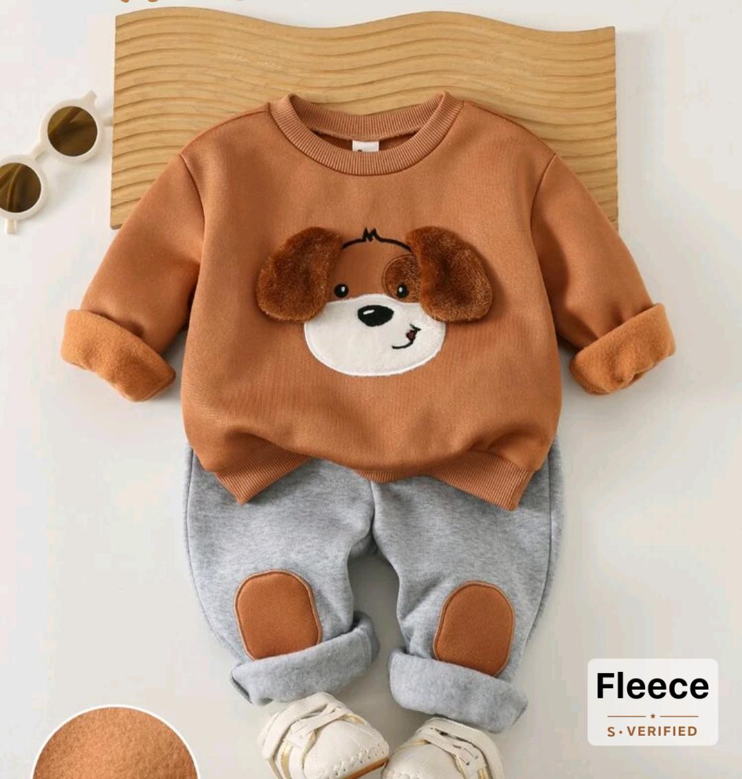 Kids Puppy Dog 3D Fleece Sweatshirt Set | Ages 4–7