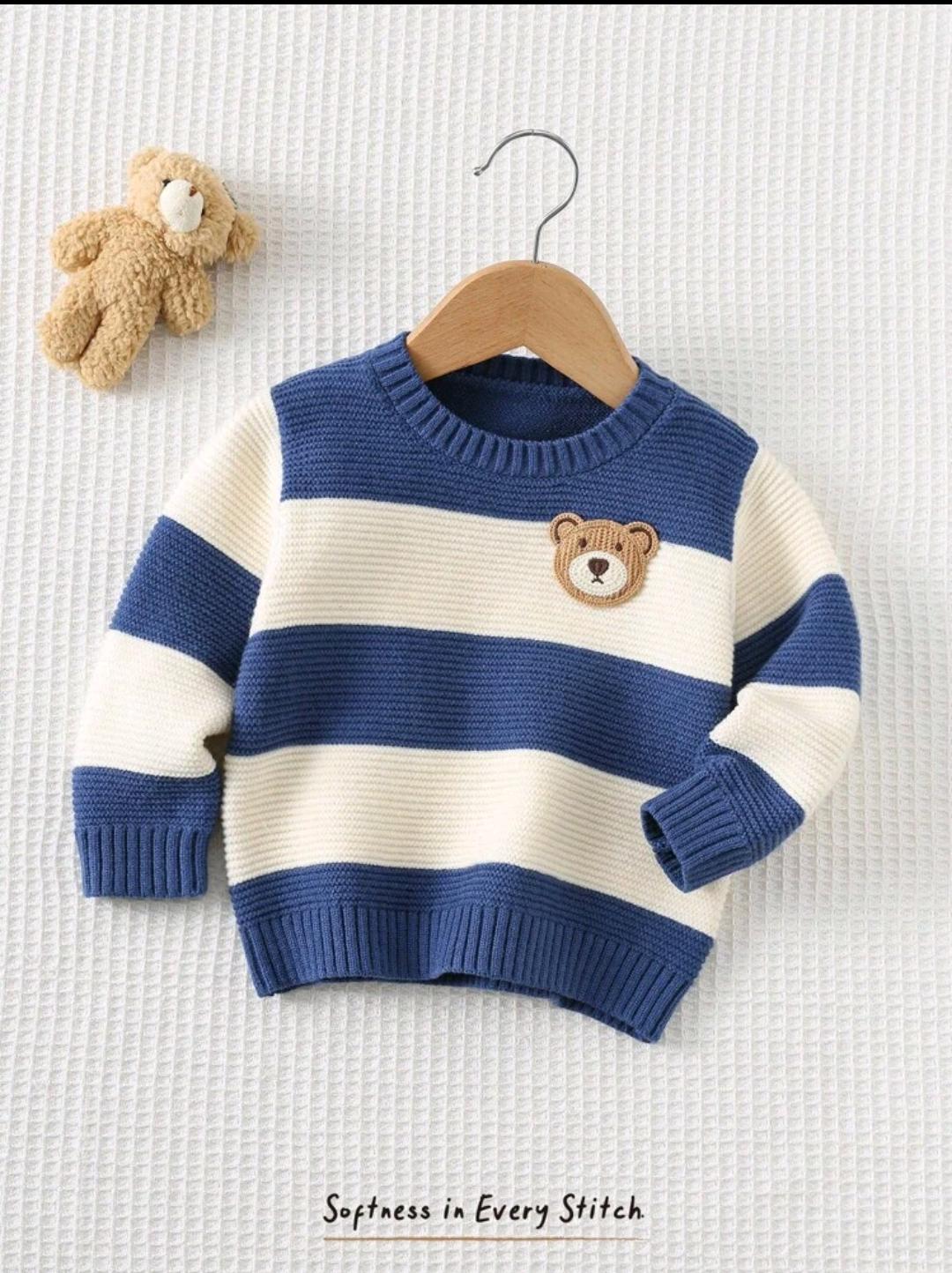 Bear Stripe Knitted Sweater for Babies & Toddlers