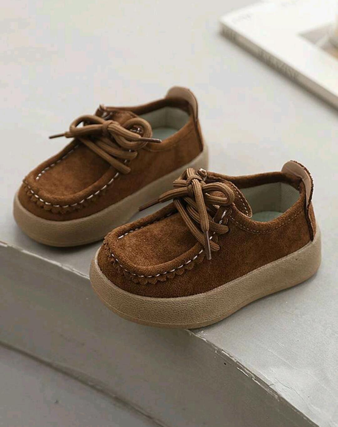 Kids Brown Suede Lace-Up Casual Shoes | EUR 21–30
