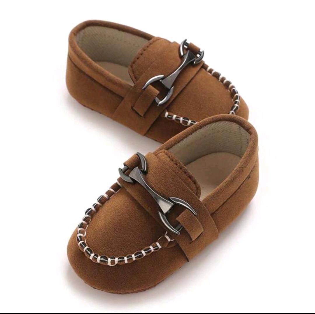 Baby Brown Suede Buckle Loafer Shoes | Soft Sole | EUR 17–19