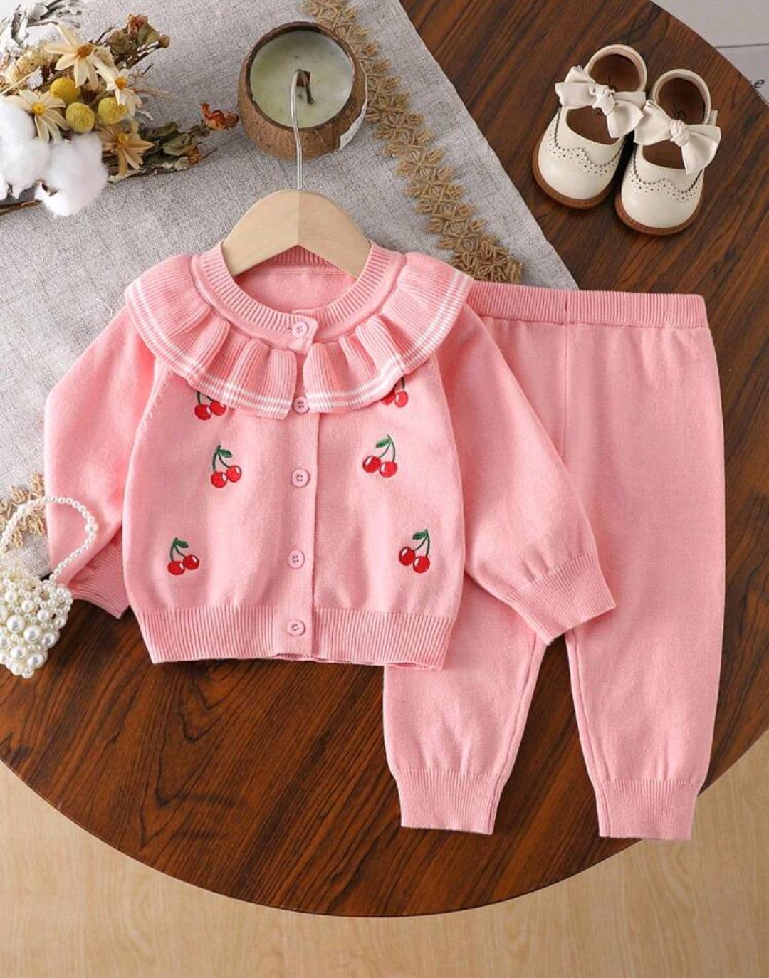 Floral Embroidered Sweater Set for Babies & Toddlers