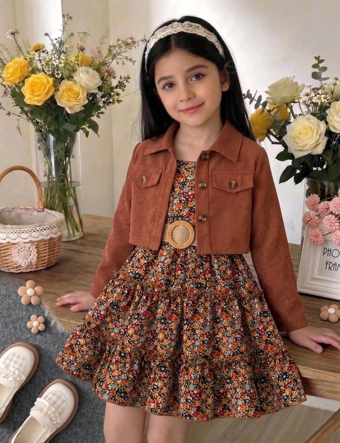Girls' Jacket with Frock Set – Ages 4–7
