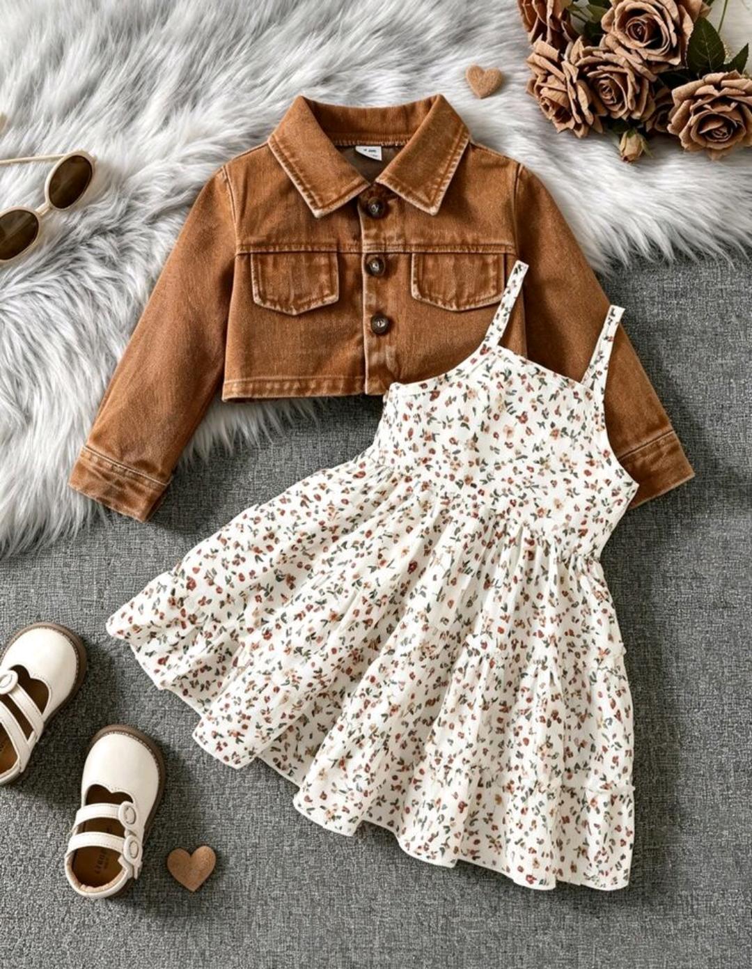 Girls' Jacket with Frock Set – Ages 4–7