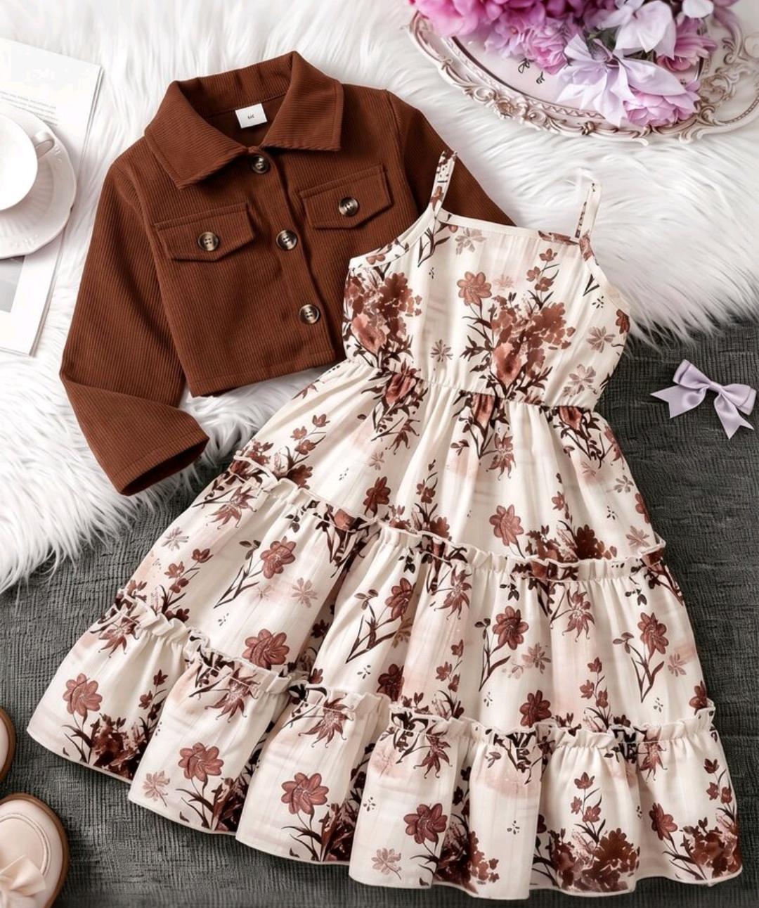 Girls' Jacket with Frock Set – Ages 4–7