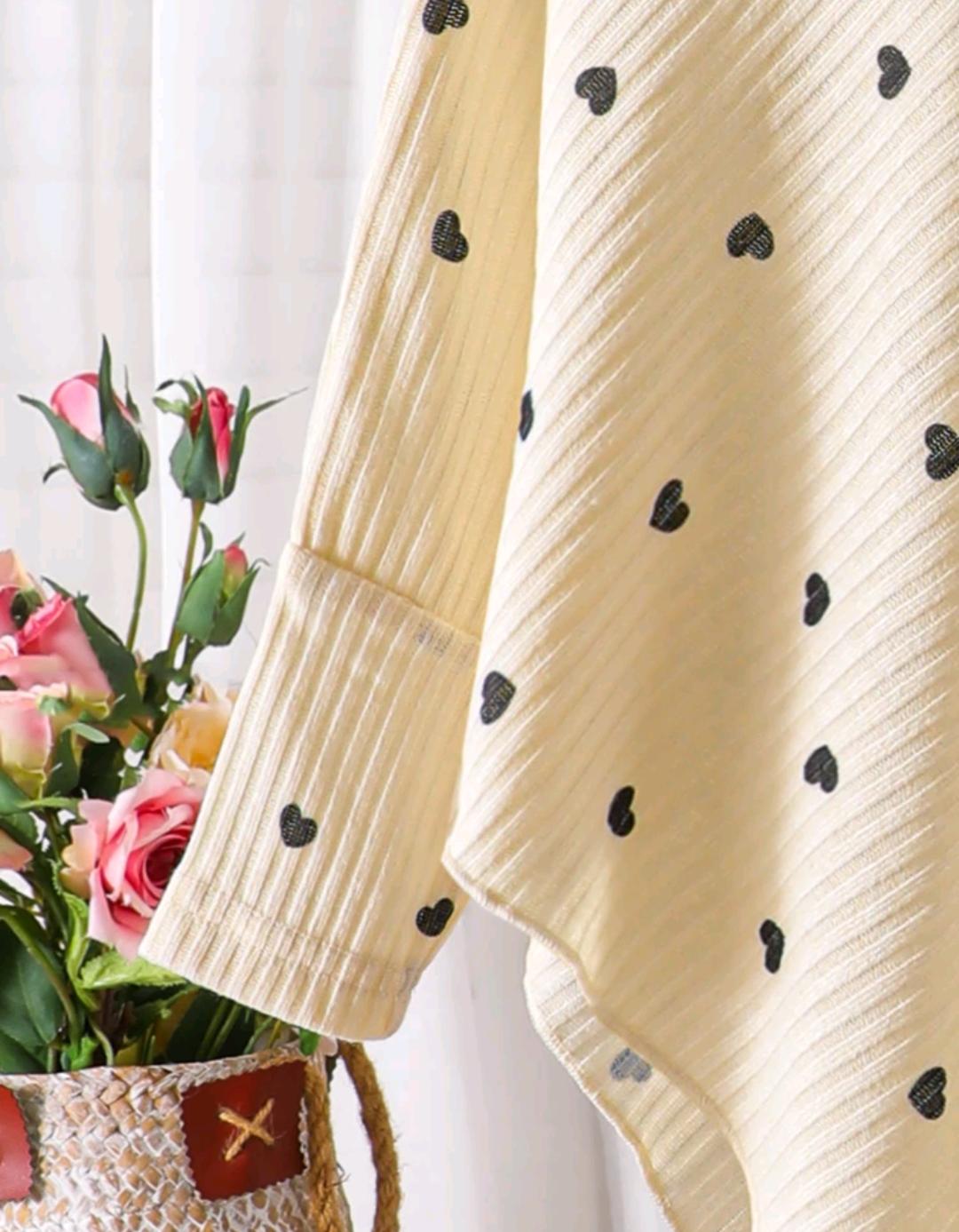 Heart Print Knit Poncho Sweater for Ages 4–7