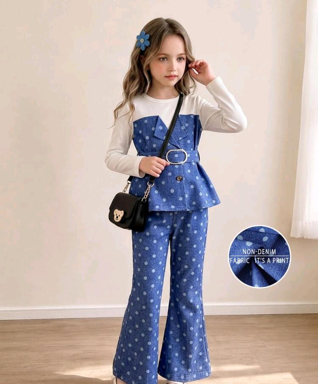 Girls' Bow Print Two-Piece Outfit – Ages 4–7