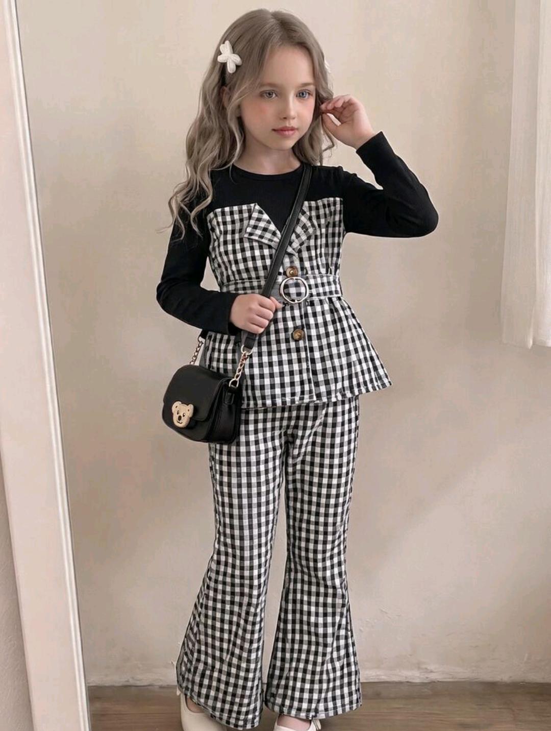 Girls' Bow Print Two-Piece Outfit – Ages 4–7