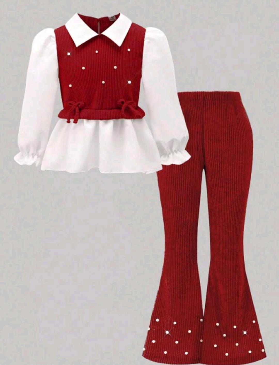Girls' Bow Print Two-Piece Outfit – Ages 4–7