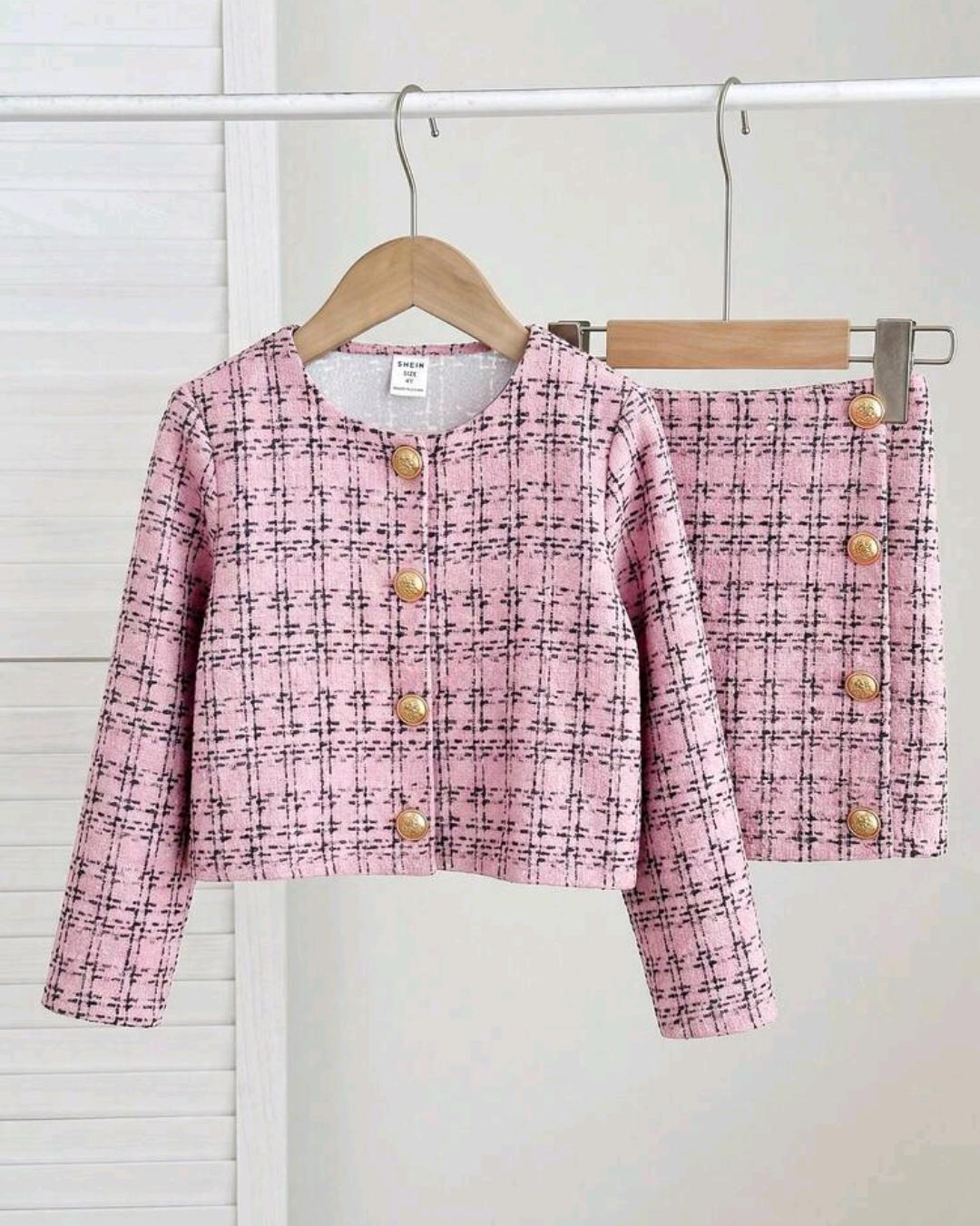 Girls' Black Jacket & Skirt Set – Ages 4–7