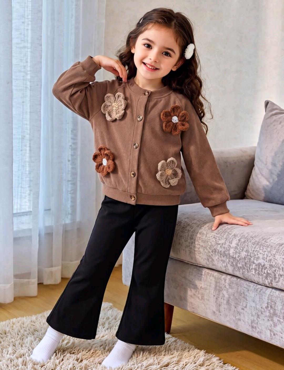 Toddler Girls 2-Piece Floral Cardigan & Flare Pants Set | Ages 4–7