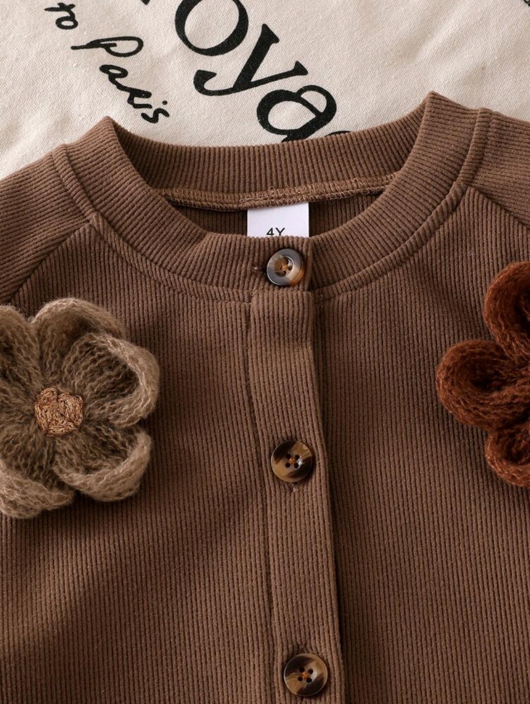Toddler Girls 2-Piece Floral Cardigan & Flare Pants Set | Ages 4–7