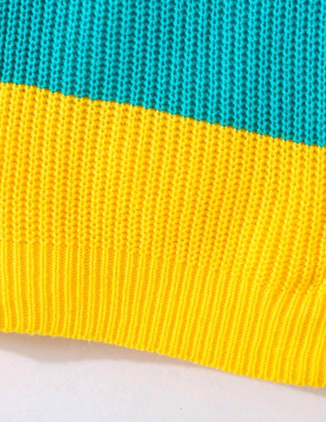 Girls Rainbow Stripe Knit Sweater | Color Block Pullover | Ages 4–7
