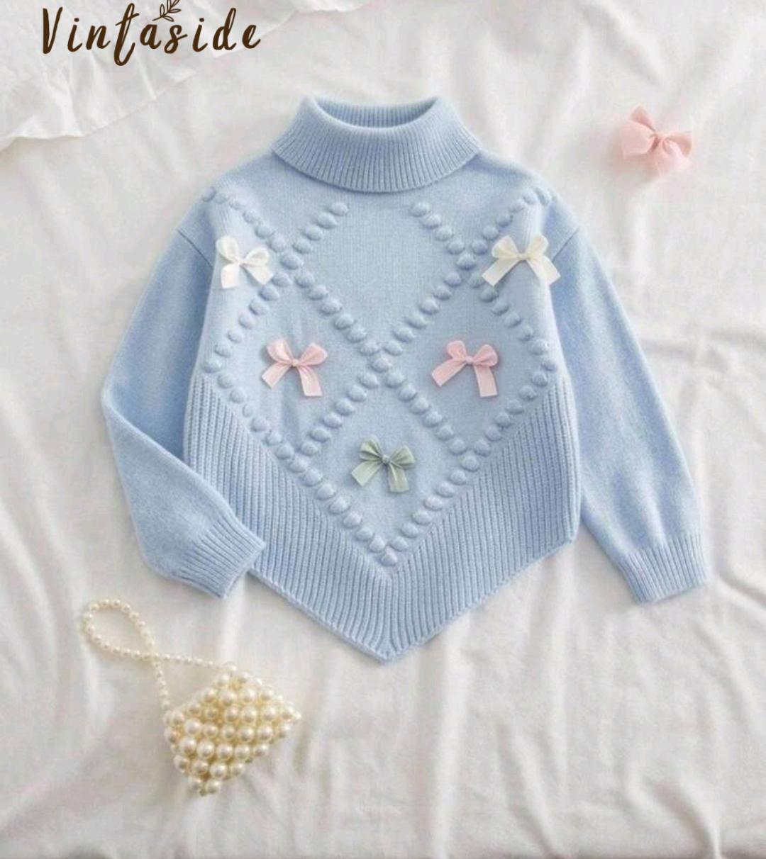 Girls Bows argyle Sweater | Ages 4–7