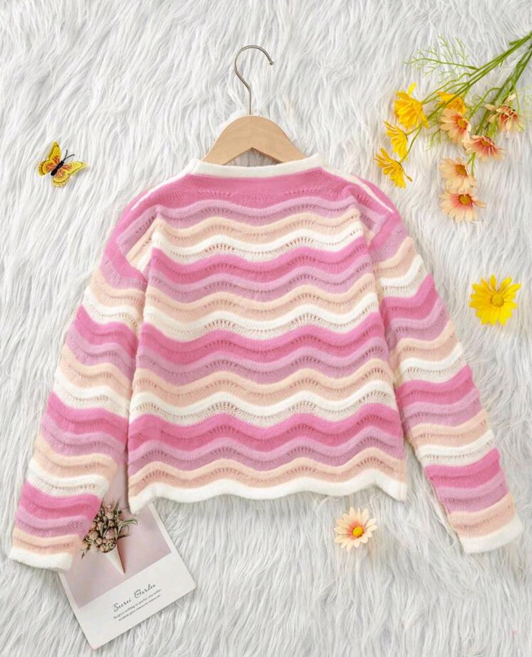Girls Rainbow Wave Knit Sweater | Ages 4–7