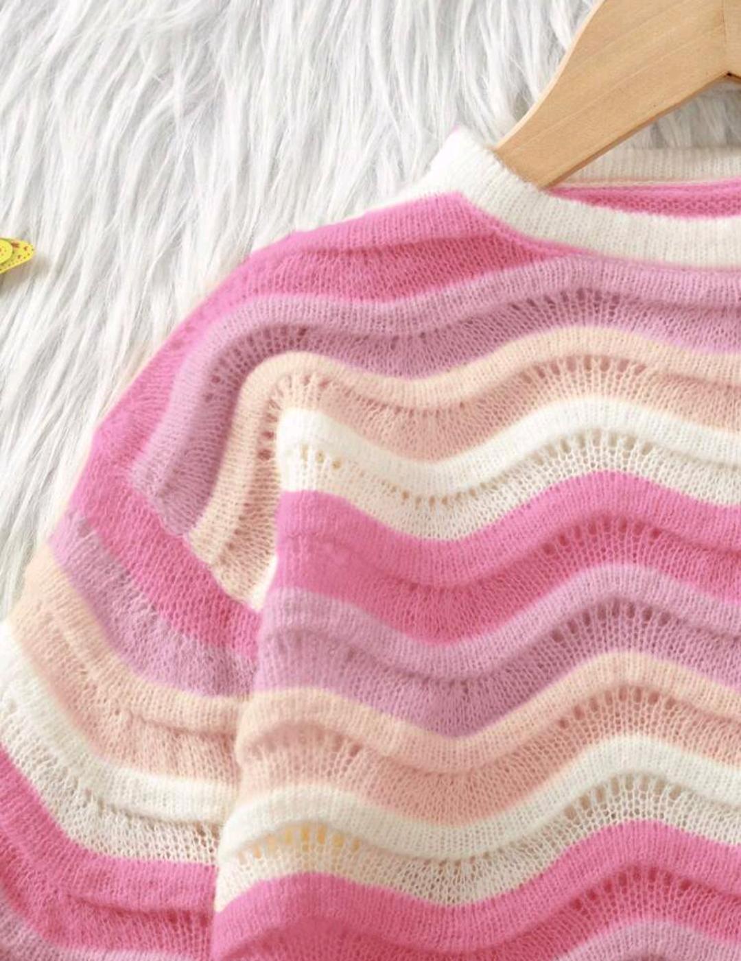 Girls Rainbow Wave Knit Sweater | Ages 4–7