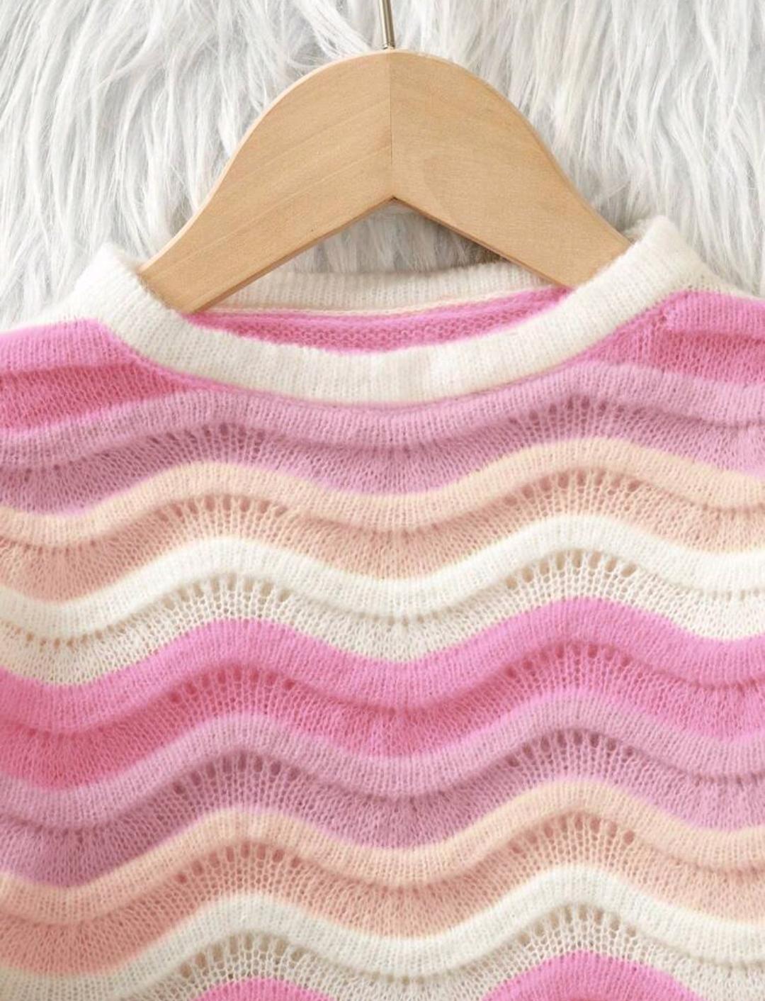 Girls Rainbow Wave Knit Sweater | Ages 4–7