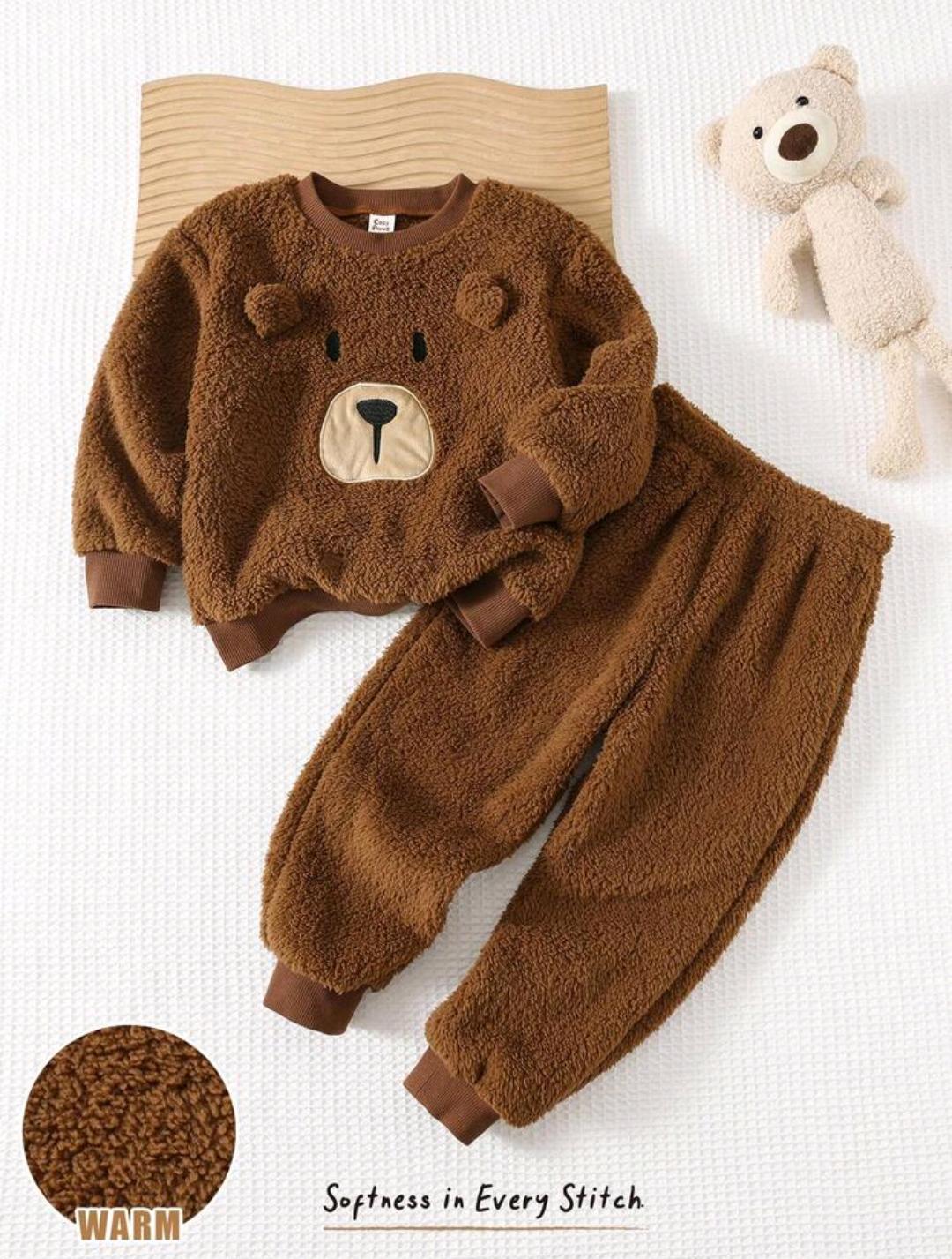 Baby Teddy Bear Fleece Sweatshirt Set