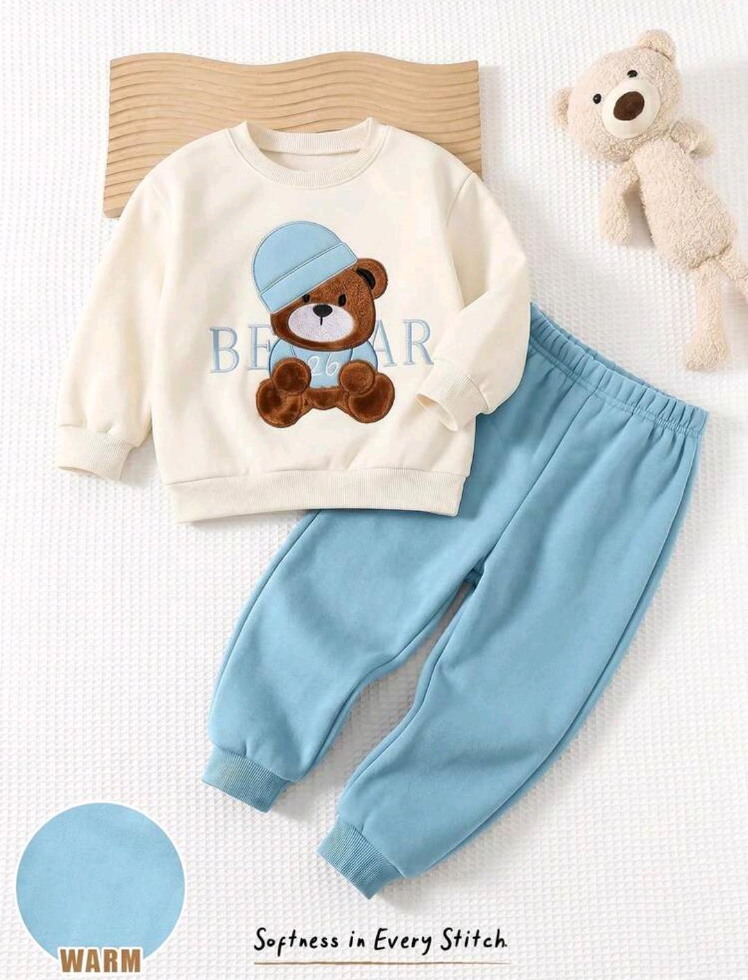 Baby Teddy Bear Fleece Sweatshirt Set