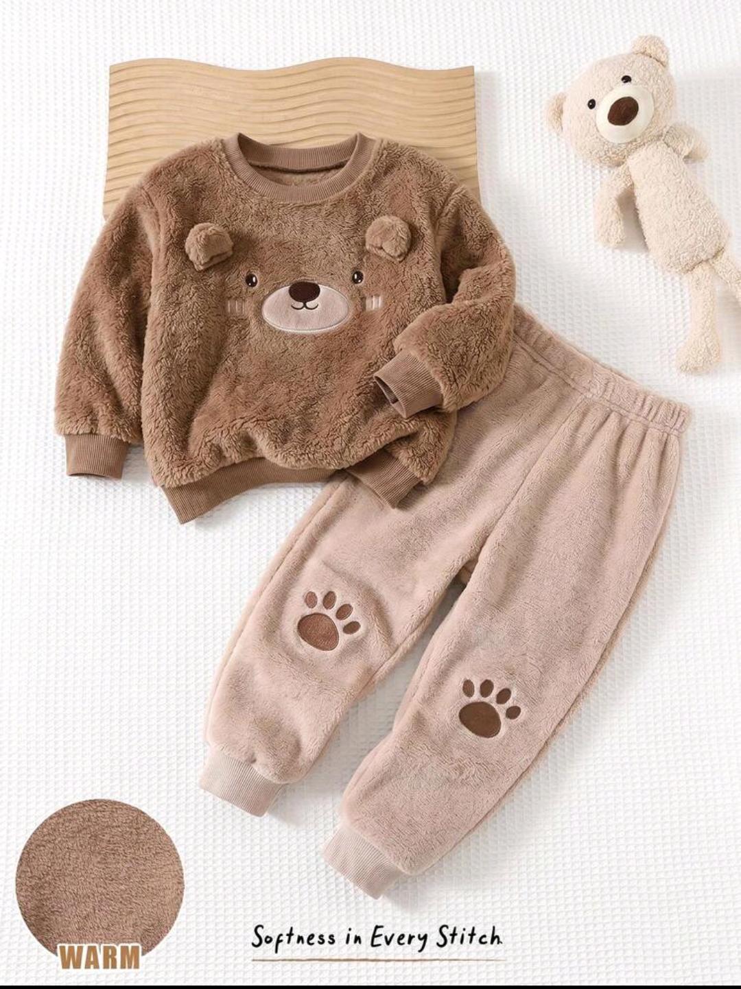 Baby Teddy Bear Fleece Sweatshirt Set