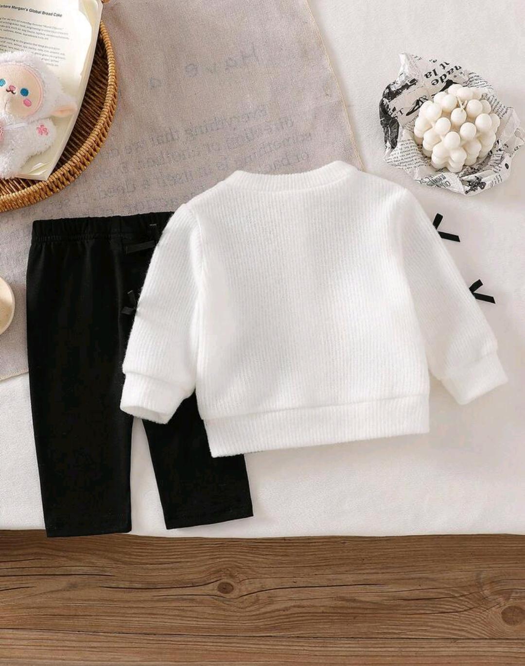 Baby Girls Bow Knit Cardigan & Pants Set | 0–12 Months
