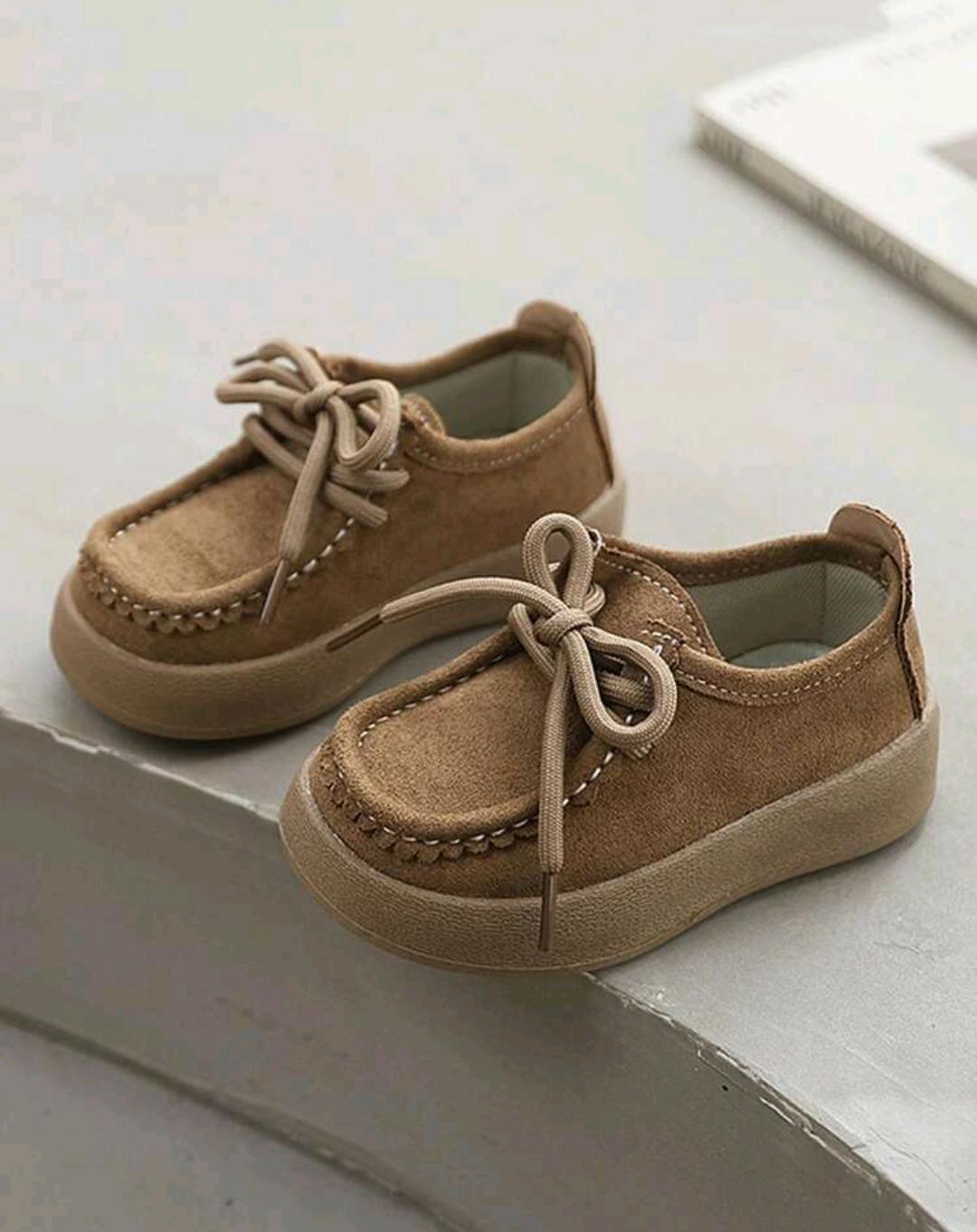 Kids Brown Suede Lace-Up Casual Shoes | EUR 21–30