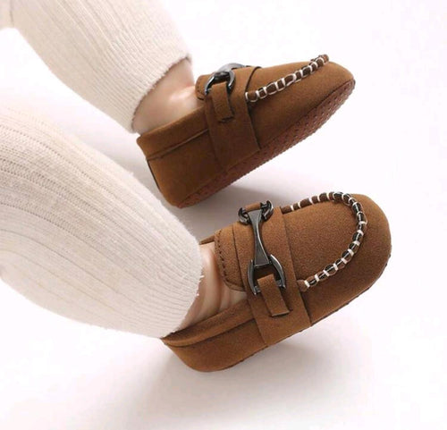 Baby Brown Suede Buckle Loafer Shoes | Soft Sole | EUR 17–19