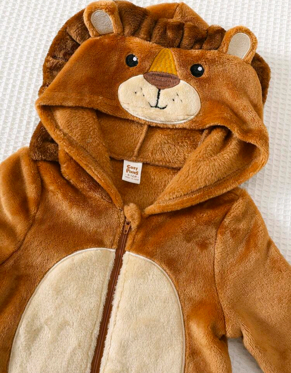 Little Lion Plush Hooded Baby Romper – Brown