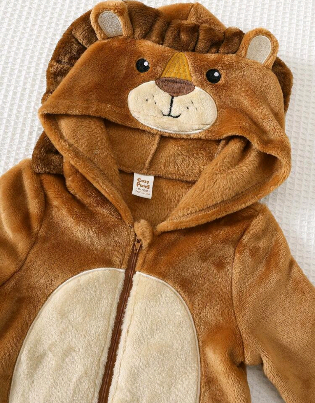 Little Lion Plush Hooded Baby Romper – Brown