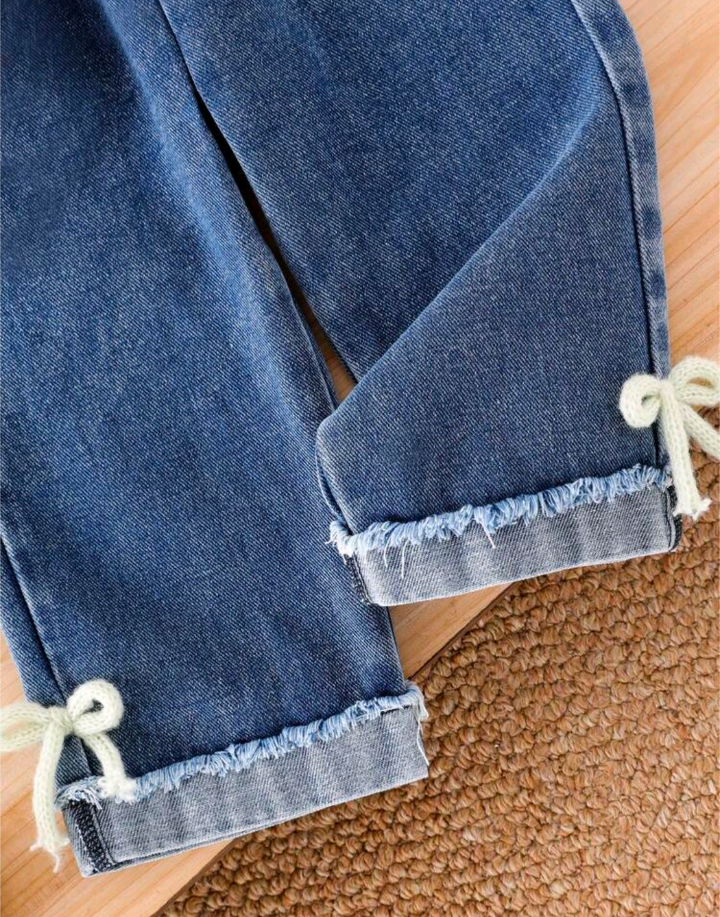 Baby Girls’ Pink Bow Top & Denim Pants 2-Piece Set