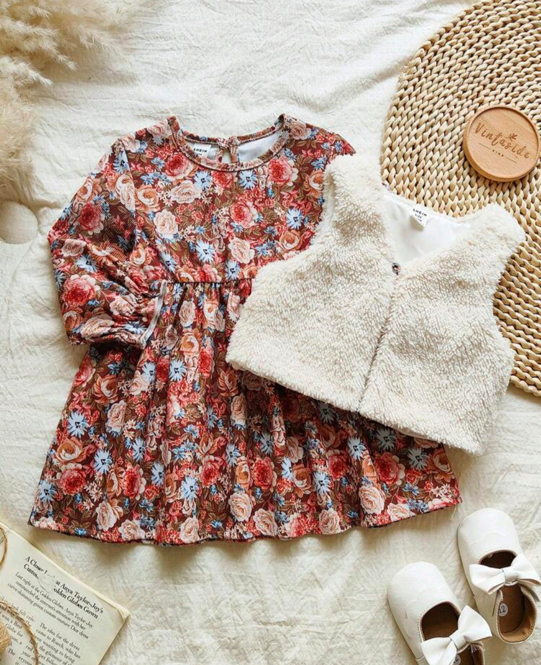 Girls' Floral Long Sleeve Frock