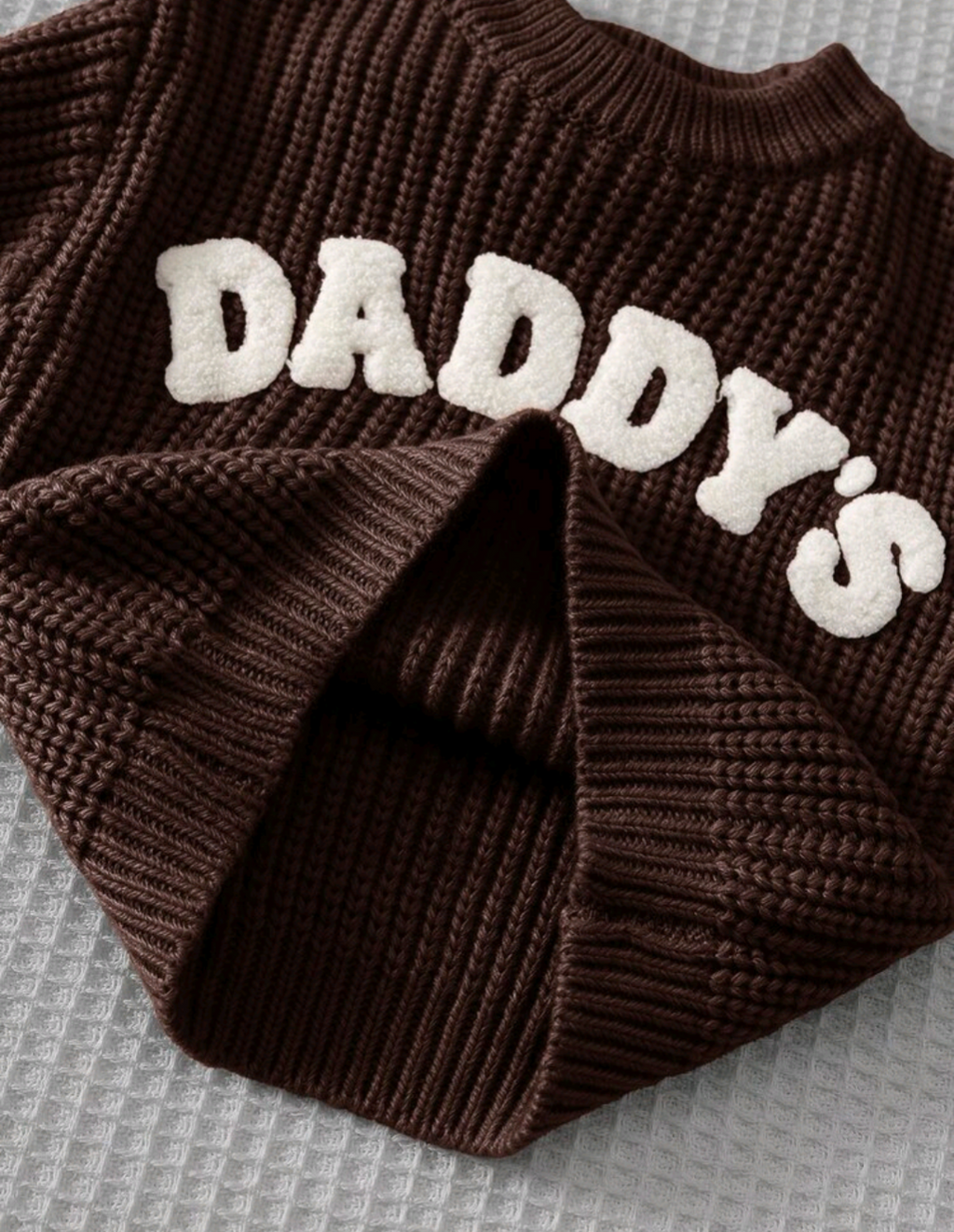 Daddy's Mini Brown Knit Sweater for Kids