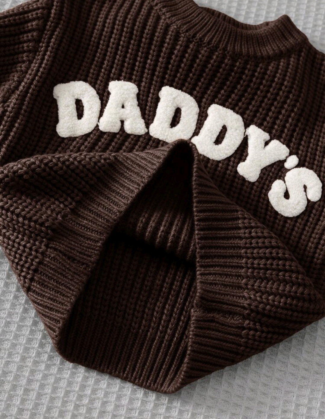 Daddy's Mini Brown Knit Sweater for Kids