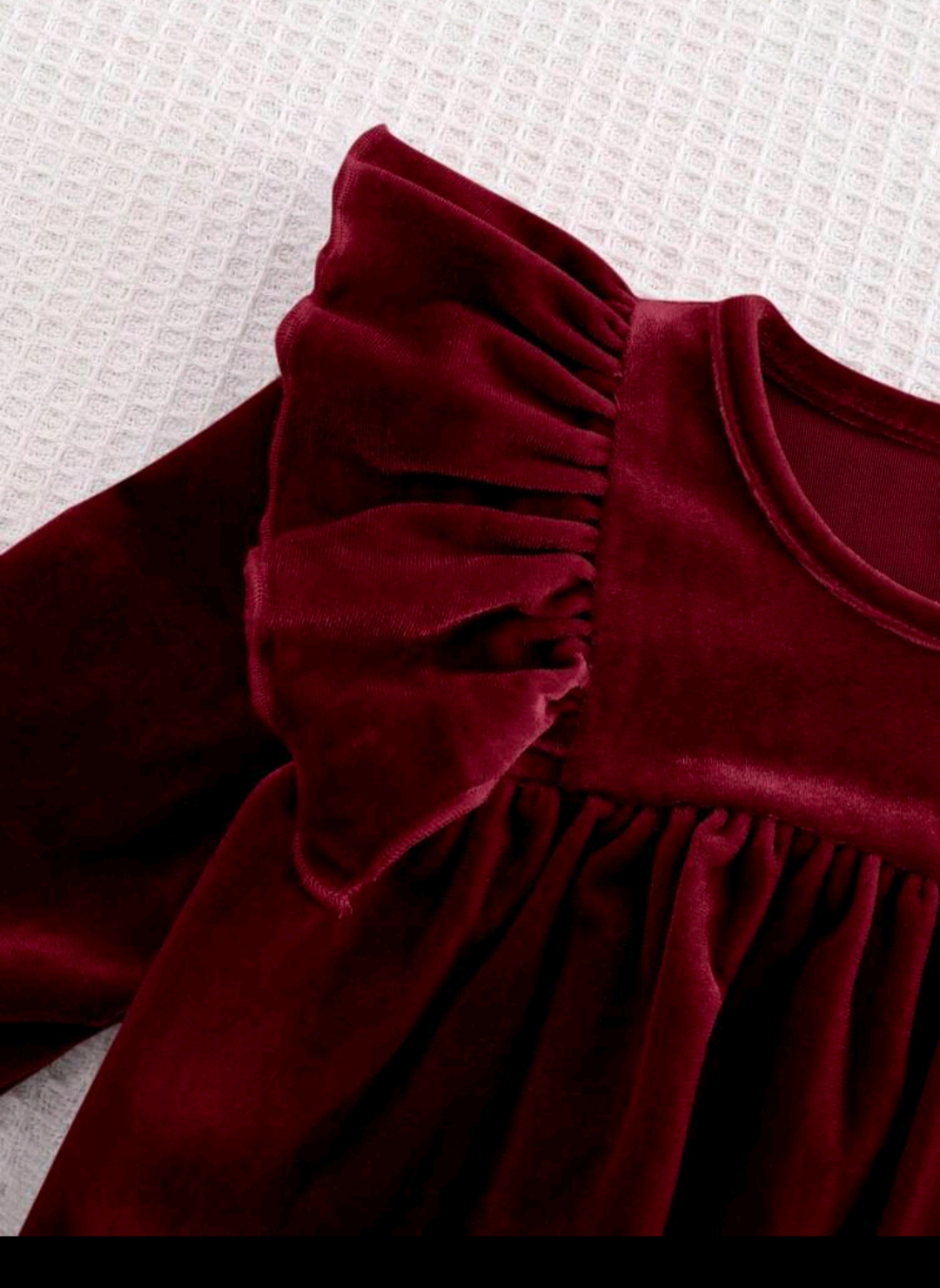 Girls' Velvet Ruffle Frock – Long Sleeve Party Dress