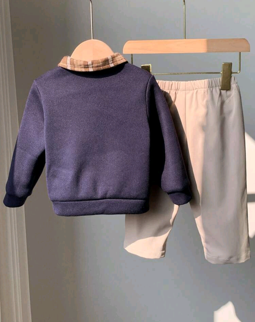 Baby Boys’ 2-Piece Plaid Collar Top & Trouser Set | 0–3 Years