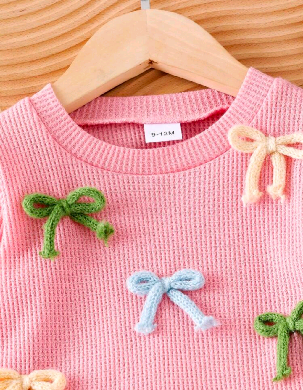 Baby Girls’ Pink Bow Top & Denim Pants 2-Piece Set