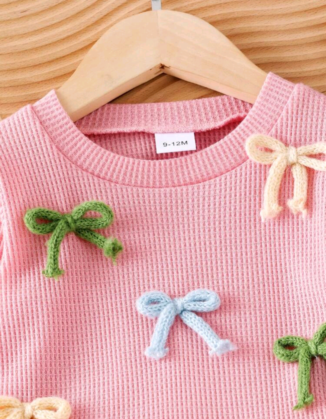 Baby Girls’ Pink Bow Top & Denim Pants 2-Piece Set