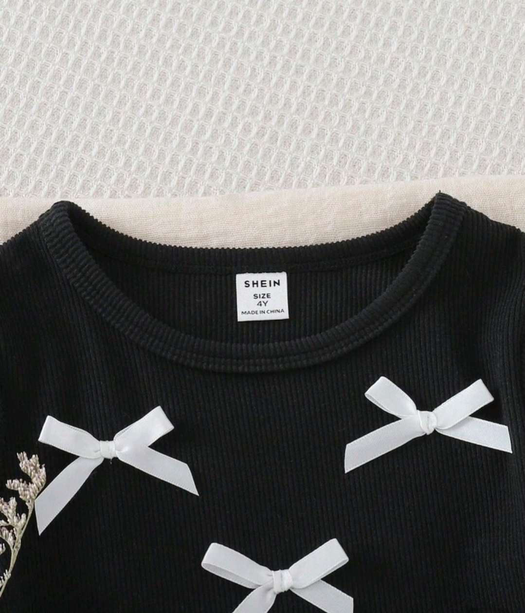 Girls Black Bow Detail Long Sleeve Dress